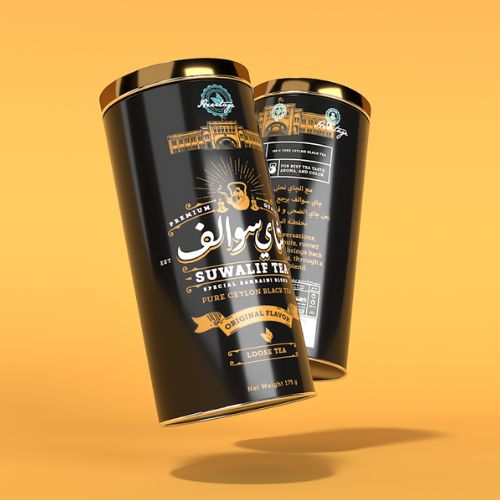 suwalif tea can label design