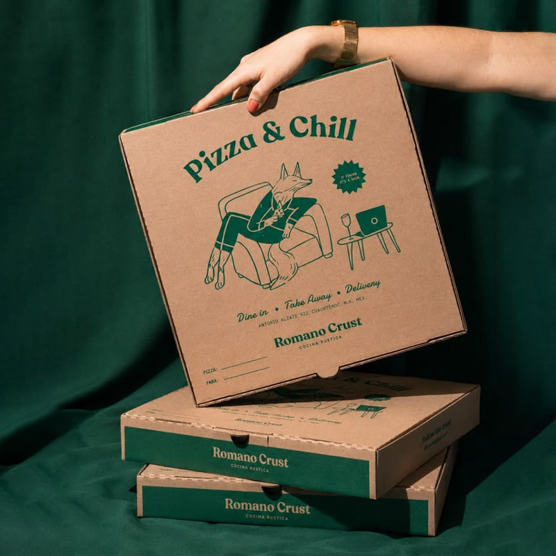 Branded pizza delivery box packaging design concept