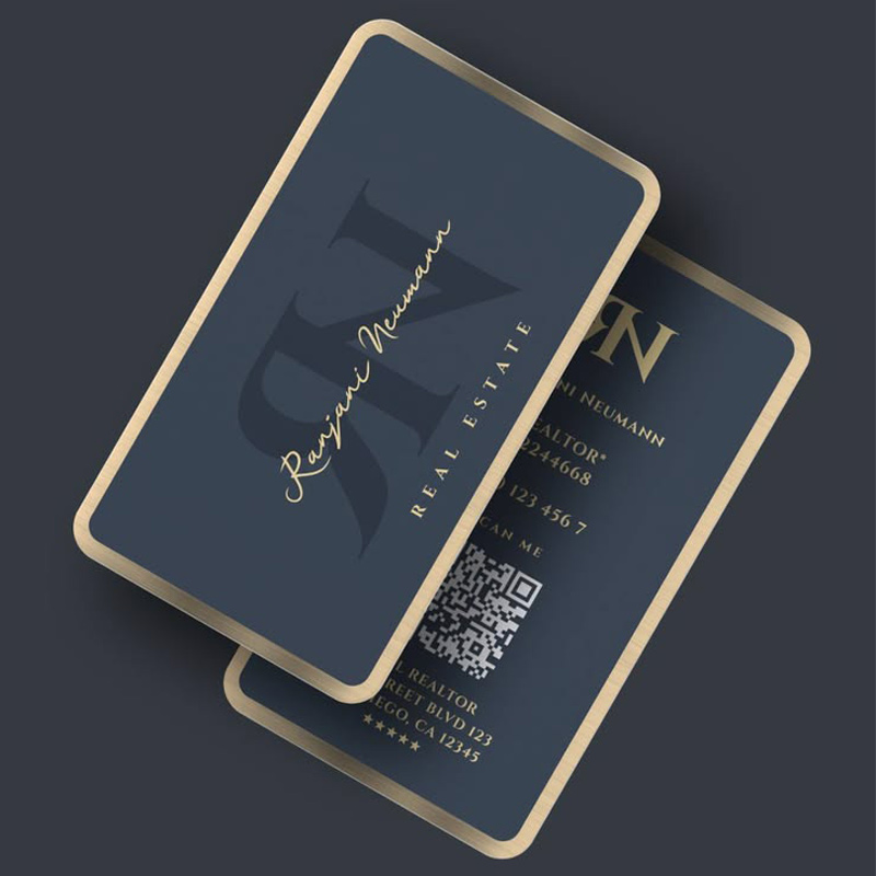 Custom luxury business cards with embossed details for professional brand identity.