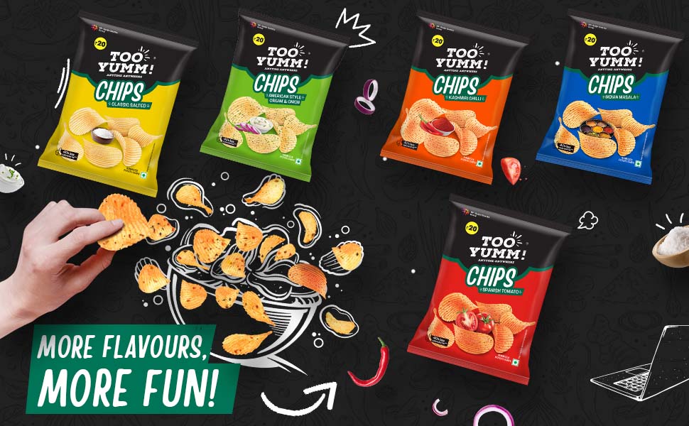 too yumm snacks packaging design