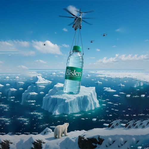 Eco-friendly mineral water packaging communicating positive brand values