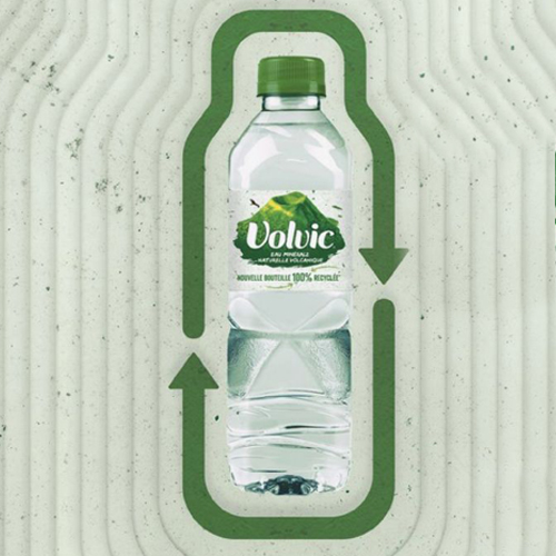 Unique water bottle made from recycled PET for sustainable packaging