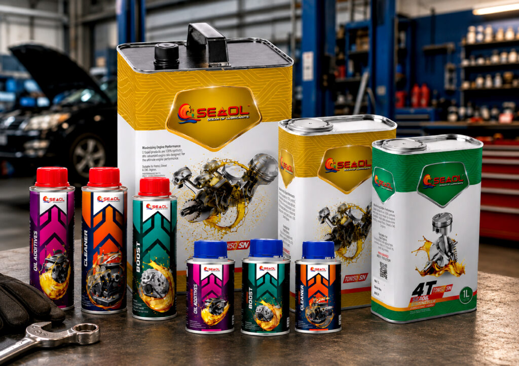 Automotive product packaging designed for professional market positioning.