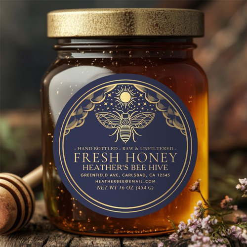 Edible Honey Jar Lid Honeybee Label