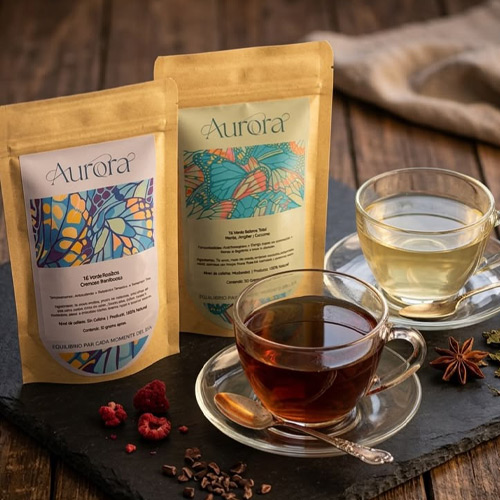 Artisan tea packaging designed to create a unique and memorable brand experience
