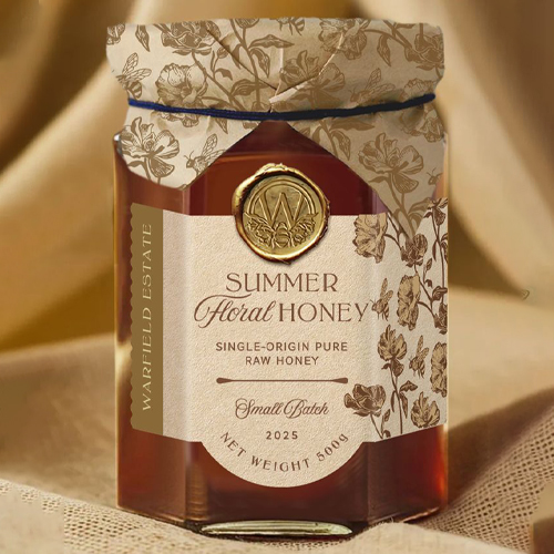 Honey Packaging Design Inspo with floral illustrations
