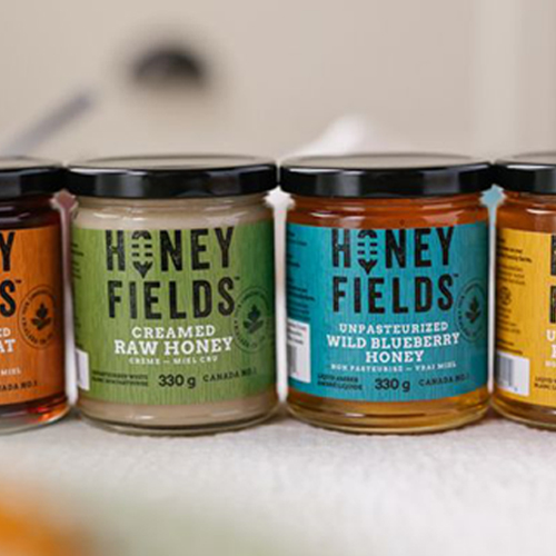 Honey packaging different color label for variety