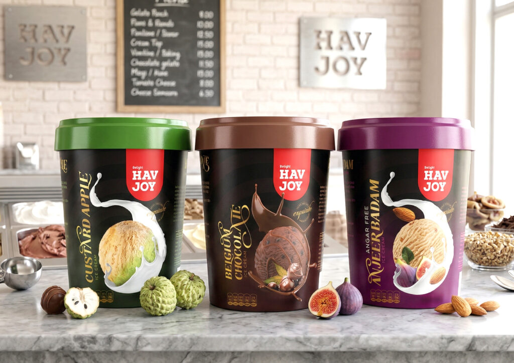Ice cream packaging designed to enhance brand recognition