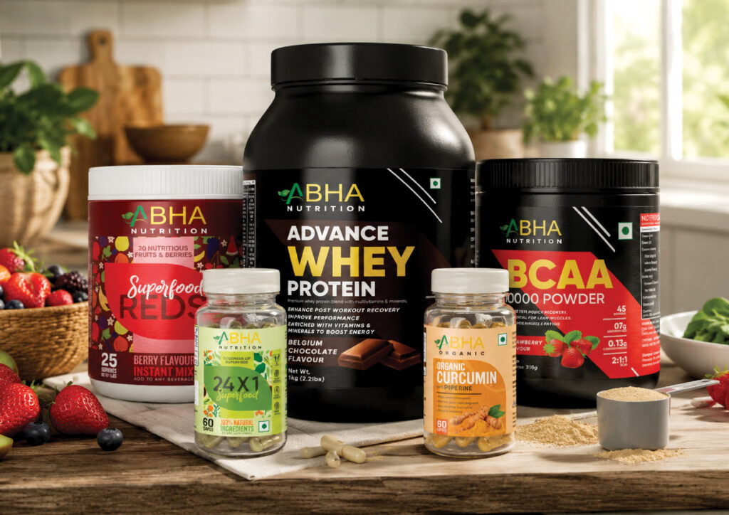 Nutrition product packaging with elegant branding and custom label design.