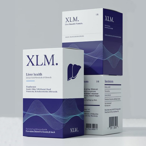 Pharma packaging design with premium finishes and functional structure.