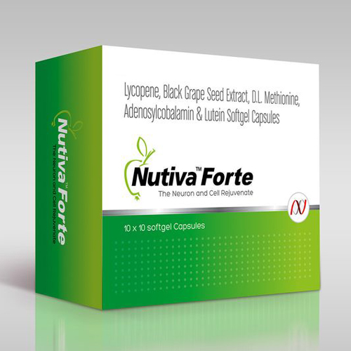 Pharmaceutical packaging featuring premium carton and bottle design.