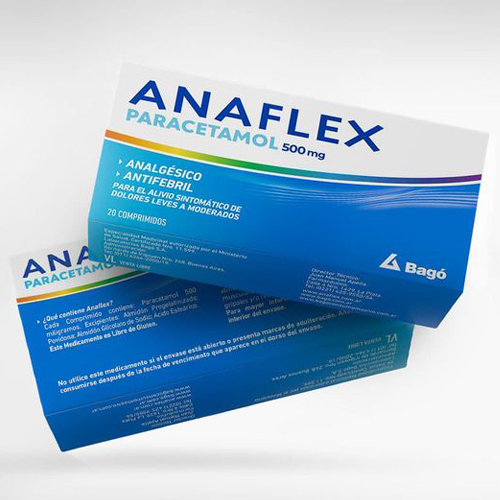 Pharmaceutical packaging with organized information hierarchy.