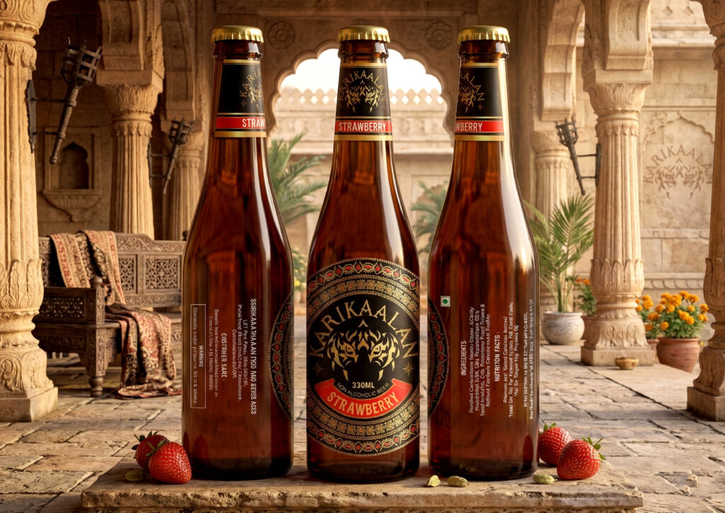 Premium beverage packaging design with modern bottle labels and vibrant branding.
