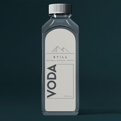 Creative mineral water bottle inspired by snow-capped peaks and natural springs