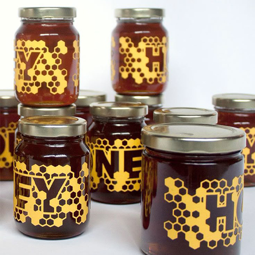 Transparent Honey Packaging label honeycomb design