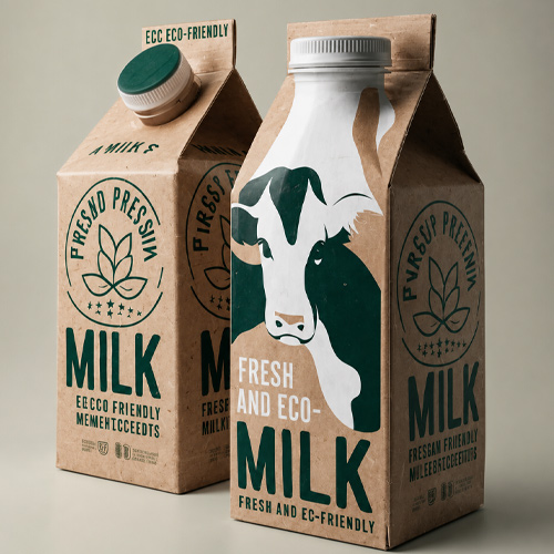 Creative dairy product packaging design featuring milk, cheese, yogurt, butter, and ghee branding concepts.