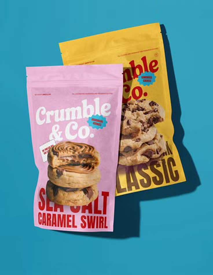 Biscuit packaging with vibrant color palette