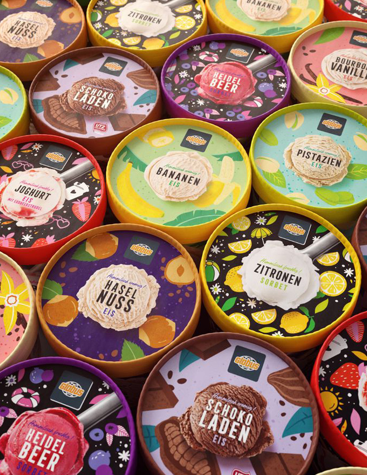 Black currant ice cream branding