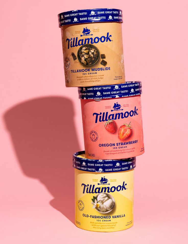 Branded ice cream packaging in freezer display