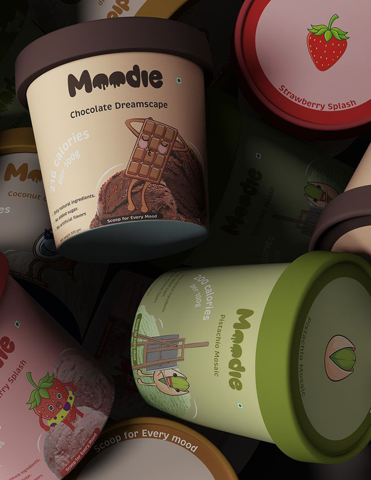 Chocolate ice cream tub branding