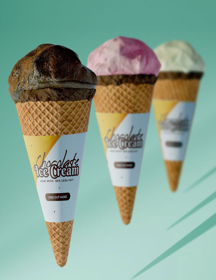 Colorful cone packaging for frozen desserts