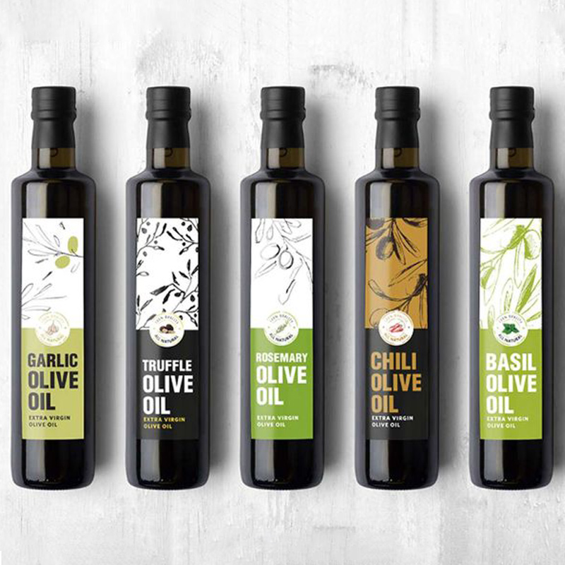 Cooking oil bottle packaging with modern branding