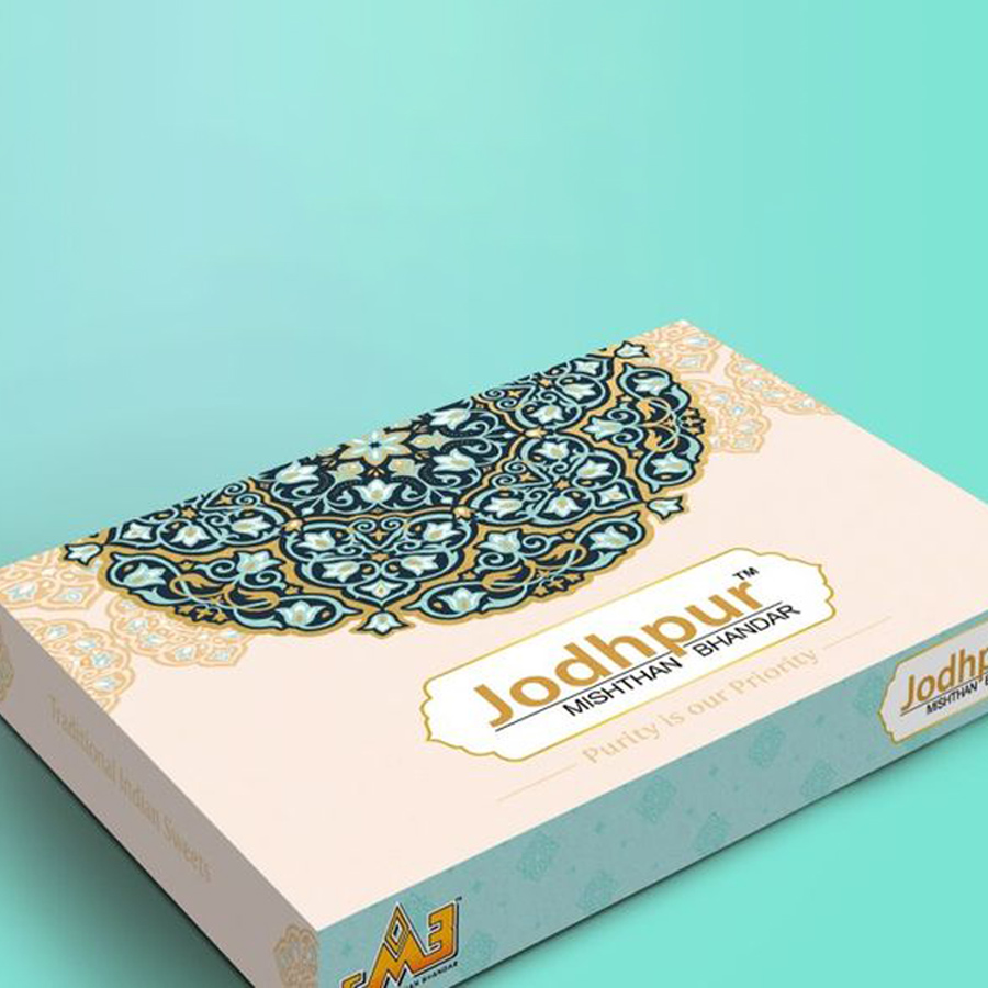 Custom printed mithai packaging design for Indian mithai