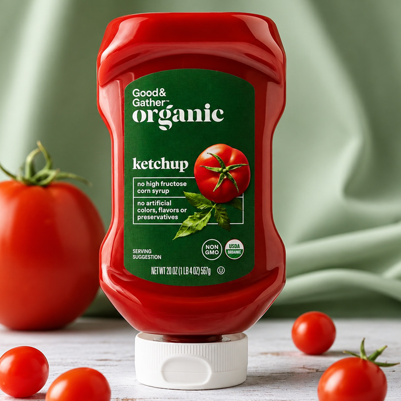 Custom squeeze bottle label for tomato ketchup