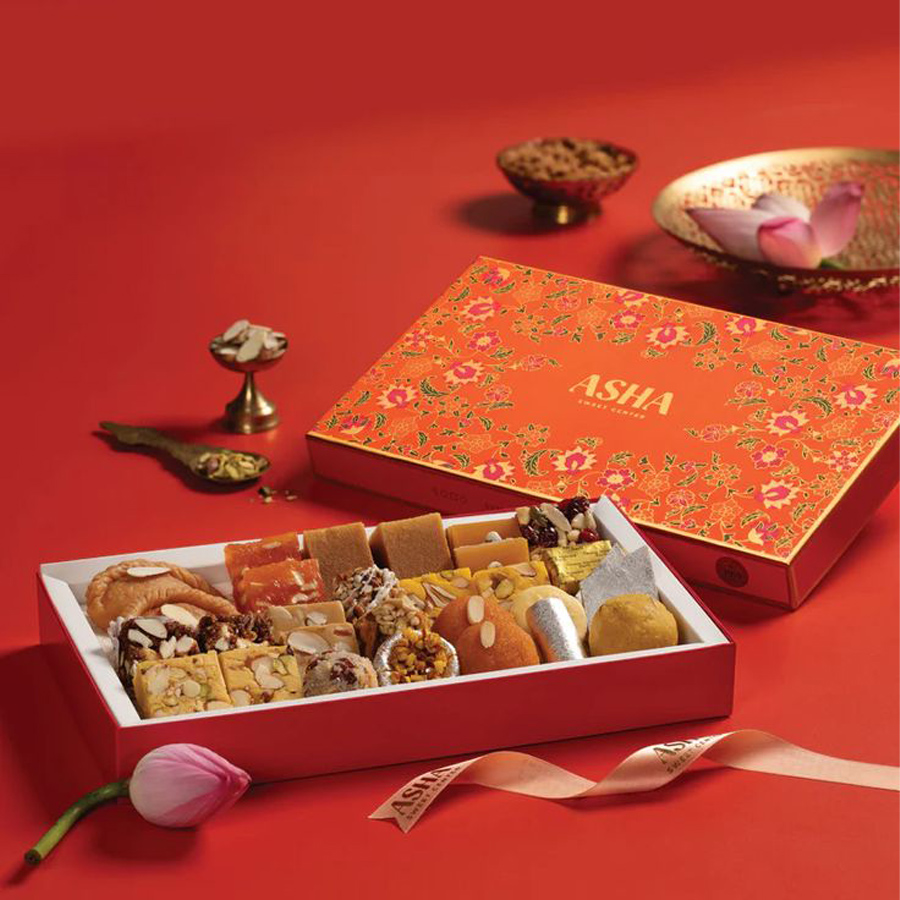 Elegant sweet box packaging design for premium dessert brands