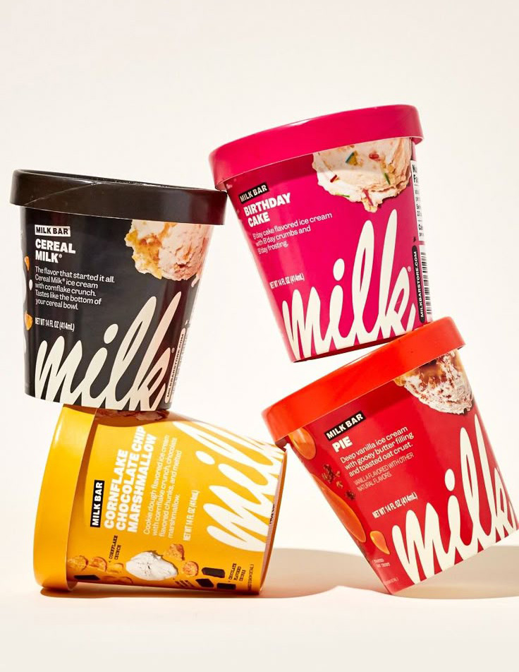 Ice cream packaging showcasing multiple product formats