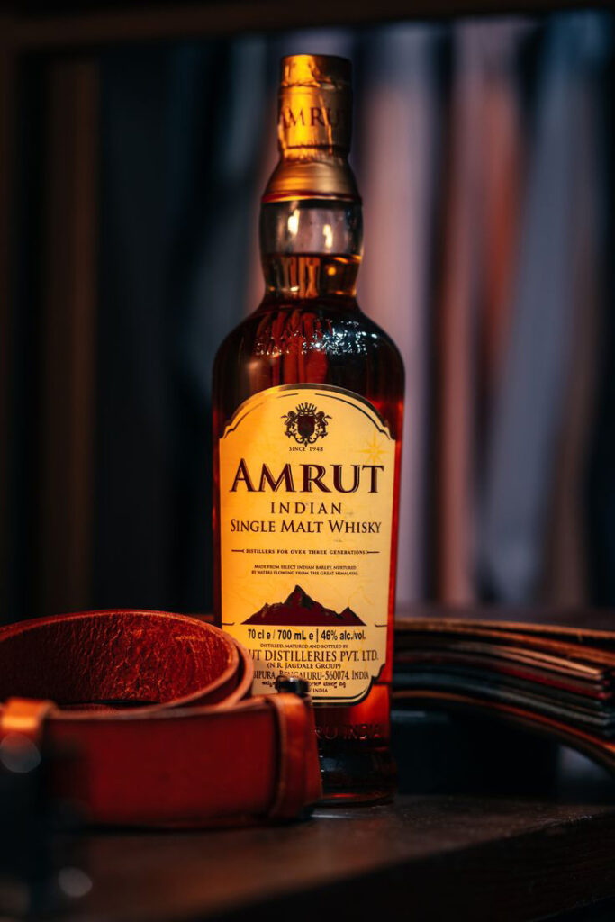 Luxury whisky bottle label design with elegant premium packaging