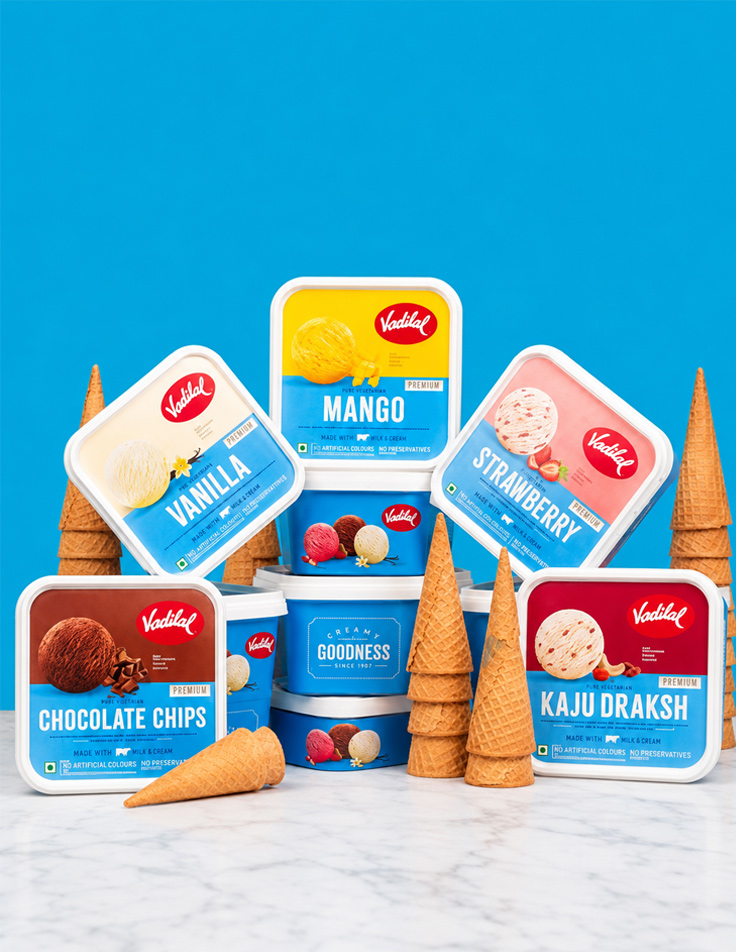 Modern supermarket ice cream section
