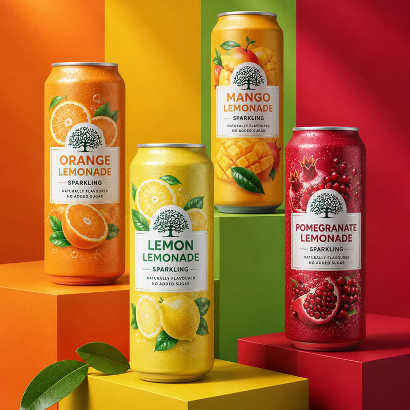 Packaging design showcasing brand identity and logo