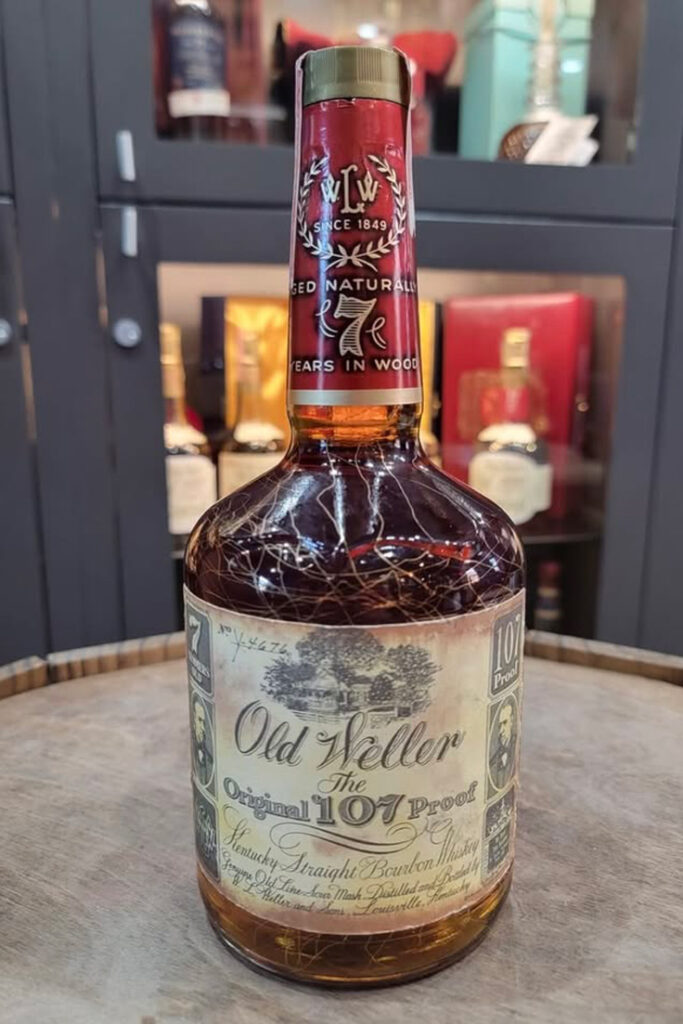 Premium old boubon whiskey refelcting with vintage label