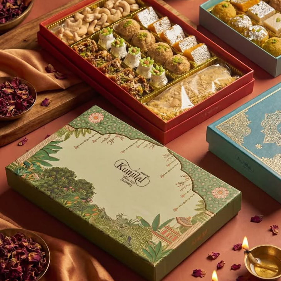 Premium rigid mithai box design for luxury sweets