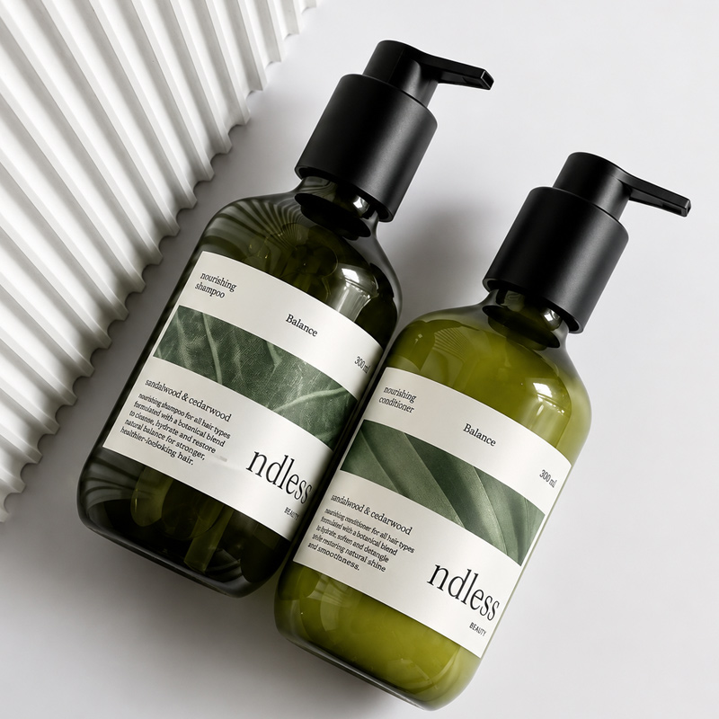 Premium shampoo bottle label and packaging design