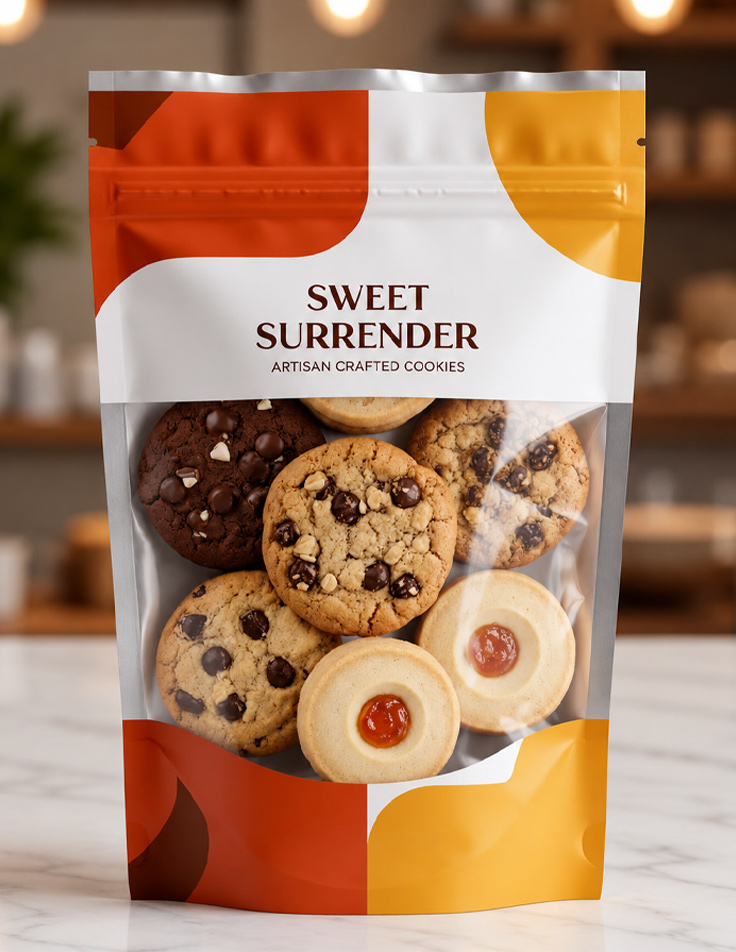 Printed biscuit packaging with modern graphics