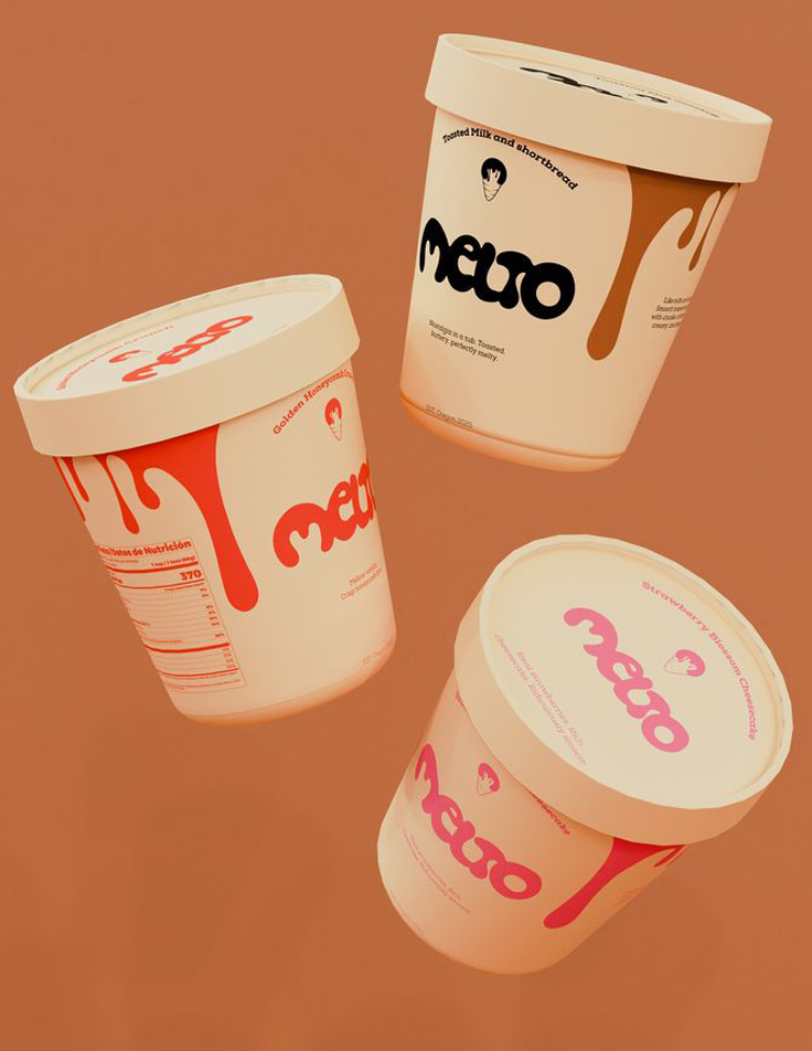 Strawberry ice cream cup packaging