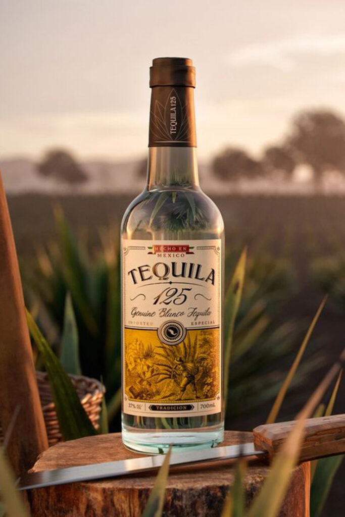 Tequilla bottle showing heritage in label