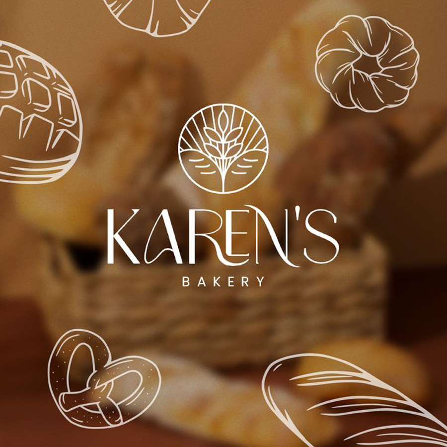 Bakery Shop Logo Design featuring plant and baking items