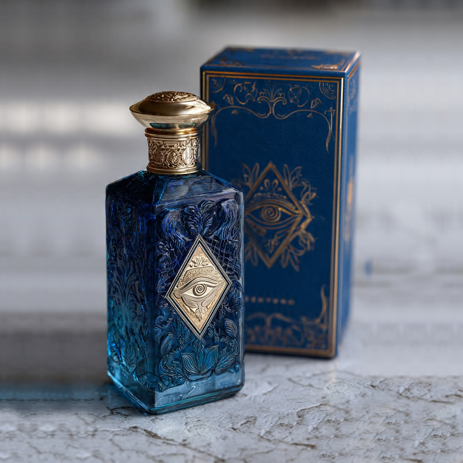 Luxury perfume bottle design for a modern fragrance brand