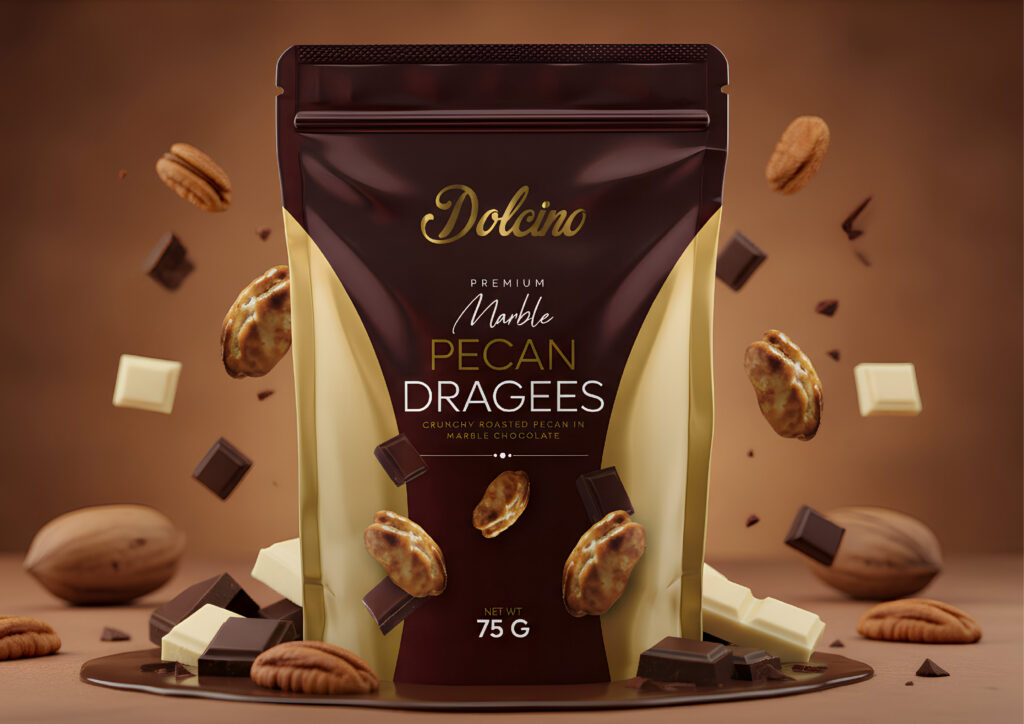 pouch packaging with luxury branding