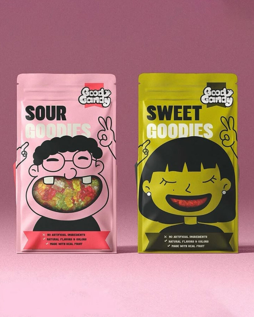 Candy Snack Packaging Playful Vibrant Cheerful Cute branding design