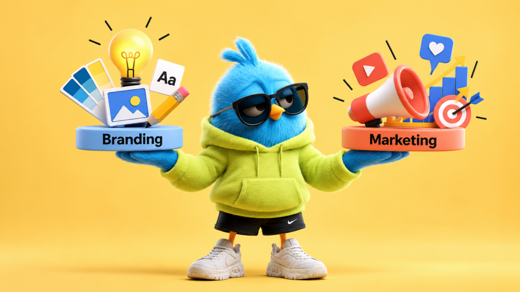 Blue Bird Balancing Branding and Marketing